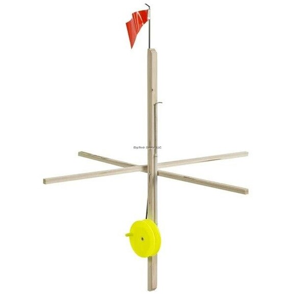 Ice Fishing Wood Tip-Up High Visibility Flag Light-weight wood frame, Brown - Picture 1 of 5
